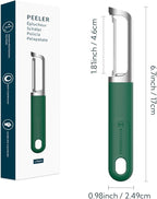 KITCHENDAO Swivel Vegetable Potato Peeler for Kitchen, Japanese Stainless Steel Sharp Blade, Heavy Duty Die-cast Construction, Built-in Eye Remover, Soft-touch Handle, Dishwasher Safe, Green