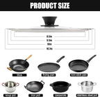 Universal Lid for Pots, Pans and Skillets, Fits 9, 10 and 10.5 Inch Cookware, Replacement Frying Pan Cover with Tempered Glass Top, Stainless Steel Cast Iron Skillet Lids - Heat Resistant Handle
