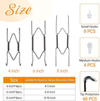 Bilillo 12 Pieces Plate Wall Hangers for Display - 4/6/8 Inch Invisible Plates Hanger, Stainless Steel Plate Holders with 12 Pieces Wall Hooks for 4 to 10.5 Inch Decorative Plates and Arts (Black)