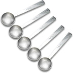 Timoo Coffee Measuring Scoop 1 Tablespoon long handle Stainless Steel spoon for Coffee, Milk Powder, Fruit Powder, Set of 5