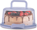 Generic Translucent Modern Cake Carrier With Handle - 10.24x8.66x4.92 inches, 6.6L, Blue, Food Grade PP, Reusable, Non-Toxic, Portable, Microwaveable, Dishwasher Safe