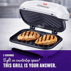 Dominion 2-Serving Classic Plate Electric Indoor Grill and Panini Press, Easy Storage & Clean, Perfect for Breakfast Grilled Cheese Egg & Steak, White
