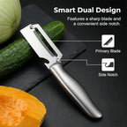 Multi-Functional Vegetable Peeler for Kitchen, 2026 New Vegetable Peeler with Wooden Handle and Bottle Opener, 2 in 1 Stainless Steel Kitchen Tool for Fruit Apple Potato Pumpkin Slicer (A+B, 2PCS)