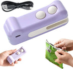 2-in-1 Mini Bag Sealer and Cutter, Rechargeable Handheld Food Storage Sealer with Magnet, Portable Crocodile Design for Chips and Snacks, Kitchen Storage Solution (Purple)