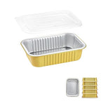 6" x 4" Heavy-Duty Aluminum Foil Pans with Lids, 25oz, 5 Pack – Extra Thick Disposable Foil Containers for Oven, Grill, Baking, Freezer & Food Storage