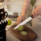 Astercook Knife Set, Kitchen Knives with Block and Sharpener 15 Pcs German Stainless Steel Knives Sharp Blade Dishwasher Safe Deba Knives with Ergonomic Handle, Elegant Black
