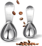 Ugotit Coffee Scoop for Ground Coffee, 1 Tablespoon & 2 Tablespoon Measuring Scoop Set, Heavy-Duty Short Handle 304 Stainless Steel, Fits Airscape Coffee Canister, Espresso & Protein Powder Container