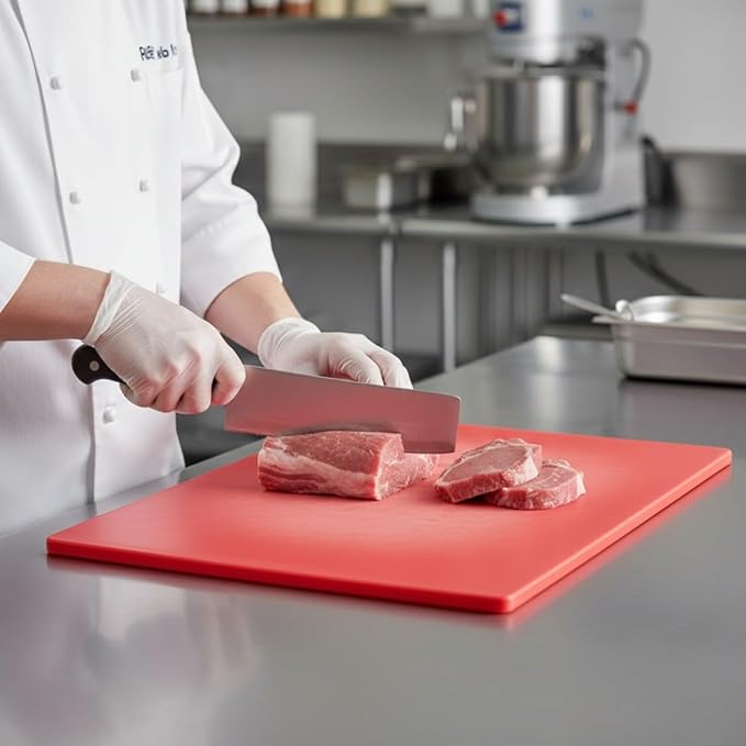 TrueCraftware- 20" X 15" X 1/2” Cutting Board for Kitchen Red Color Plastic- Durable Color Coded Kitchen Cutting Board Chopping Board Non Slip Cutting Mat for Meat Vegetables Dishwasher Safe