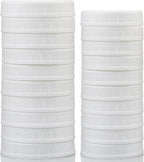 AOZITA 10 WIDE Mouth & 10 REGULAR Mouth Mason Jar Lids - 20 Pack Food Grade Plastic Mason Jar Caps for Ball, Kerr and More Canning Jars - Leakproof & Dishwasher Safe - White