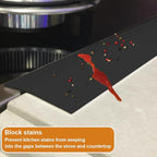 Foldable Stove Gap Filler Kitchen Counter Range Guards 25inch,Silicone Stove Gap Covers Electric Stoves Gap Filler Oven Side Sealing Strip Between Countertop and Stovetop Pack 2 (Black)