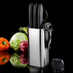 RAXCO Knife Set with Block,10-Piece Kitchen Knives Stainless Steel,Pro-sharpened for Cooking,Slicing,Mincing,Dicing,Black