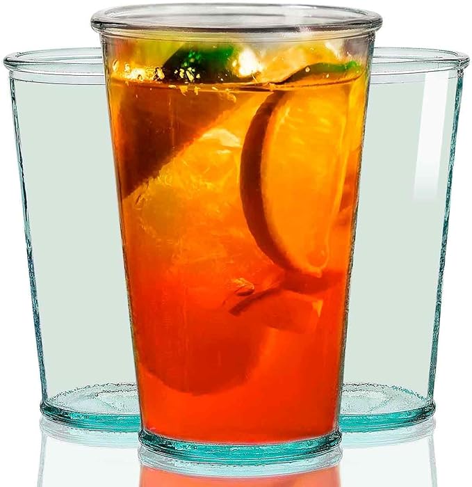 COURONNE CO. Clear Recycled Drinking Glass Tumbler, Perfect for Cocktails, Refreshments & Everyday Use, Restaurant Grade, Crafted without lead-based materials (10.1 Oz, Verra), Pack of 6
