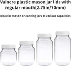 Vaincre White Mason Jar Lids - 8PCS Plastic Mason Lids Regular Mouth, Leak Proof Canning Covers with Silicone Rings for Ball, Kerr and More, Reusable Can Tops Caps Covers for Jars Accessories