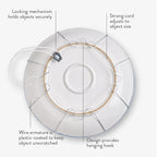 Display Buddie Adjustable Wall Plate Hanger - for Oval Square Round Rectangle Wall Display - Steel - Silicone Hooks - XL Fits 18"-24" up to 8 lbs
