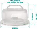 Zoofen Round Cake Carrier White Cake Stand 11 Inch Plastic Cake Container with Handle and Lid for Travel(White)