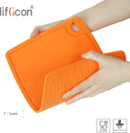 Liflicon Silicone Thick Cutting Boards Mats Set of 3pcs Foldable & Flexible Design Juice Grooves Easy Grip Handle Dishwasher Safe for Kitchen,BPA free Chif-Orange
