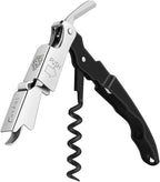 CORKAS Wine Key - Professional Handcrafted Heavy Duty Waiter Corkscrew, Compact Wine Opener with Double Hinged, Foil Cutter and Bottle Opener, Gifts for Servers, Sommelier, Bartenders - Black