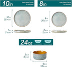 vancasso ONION Ceramic Plates and Bowls Sets, 24 Pieces Light Blue Dinnerware Sets for Kitchen, Reactive Glaze Dishes Set for 8, Dishwasher and Microwave Safe