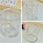 Set of 2 12 OZ Cute Drinking Glasses Star Moon Glass Coffee Cup Colorful Glass Cups for Iced Tea,Juice,Coffee,Milk,Dessert,Stackable Glassware Drinkware Set (colorful)