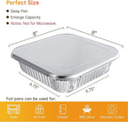 8x8 Aluminum Pans with Lids - 50 Pack Disposable Baking Pans, Tin Foil Pans with Lids for Holiday Cooking, Christmas, Parties Meal Prep, Storage, Heating and Baking