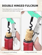 CORKAS Wine Key - Professional Handcrafted Heavy Duty Waiter Corkscrew, Compact Wine Opener with Double Hinged, Foil Cutter and Bottle Opener, Gifts for Servers, Sommelier, Bartenders - Light Green