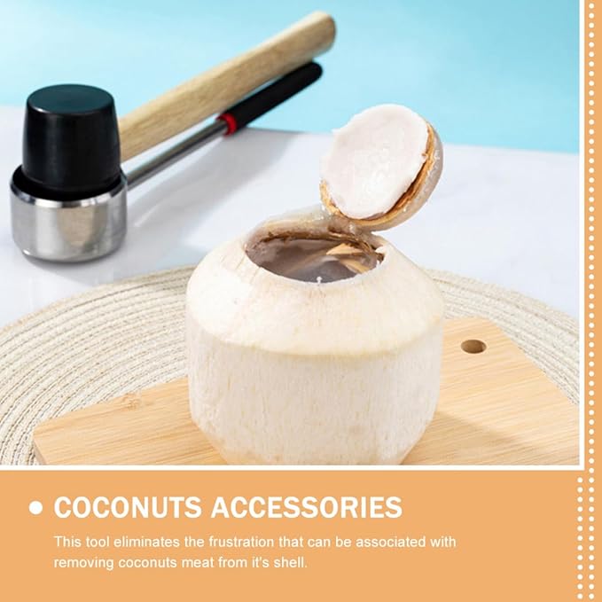 NUOBESTY Coconut Shell Opener Set 4pcs Stainless Steel Household Coconut Scraper Shredder with Drill Tool for Home Kitchen Cooking