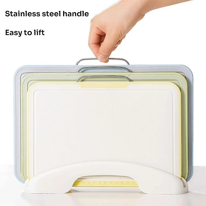 Cutting Boards for Kitchen, Charcuterie Chopping Boards Set of 3 with Stand, Plastic Cutting Mat for Kitchen Dishwasher Safe with Storage Stand