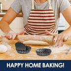 4 Pack 4 Inch Mini Tart Pans with Removable Bottom, Nonstick Quiche Pan Round, Mini Pie Pans with Oil Brush&Silicone Scrubber, Heavy Duty Fluted Side for Pies, Mousse Cakes, Dessert Baking