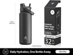 POWCAN 32 oz Insulated Water Bottle with 2-in-1 Straw and Spout Lid, Keep Cold 24H, Leak-Proof, BPA-Free, Double Wall Stainless Steel Water Bottle for Sports, Gym, Travel and School (Gilded Flutter)