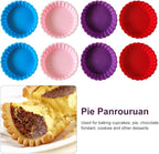 Silicone Quiche Pan, 8 Pack Silicone Tart and Pie Molds, Round 4 Inch Non-stick Mini Quiche Molds Small Pie Baking Pan Tart Molds DIY Baking Pies/Tarts/Mousse Cakes, Random Color