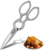 Upgraded Version of Kitchen Scissors Full-Steel Forged Stainless Steel Kitchen Shears Come Apart Food Scissors for Pizza Meat Bone Cutting Scissor Heavy Duty Metal Shears, Silver