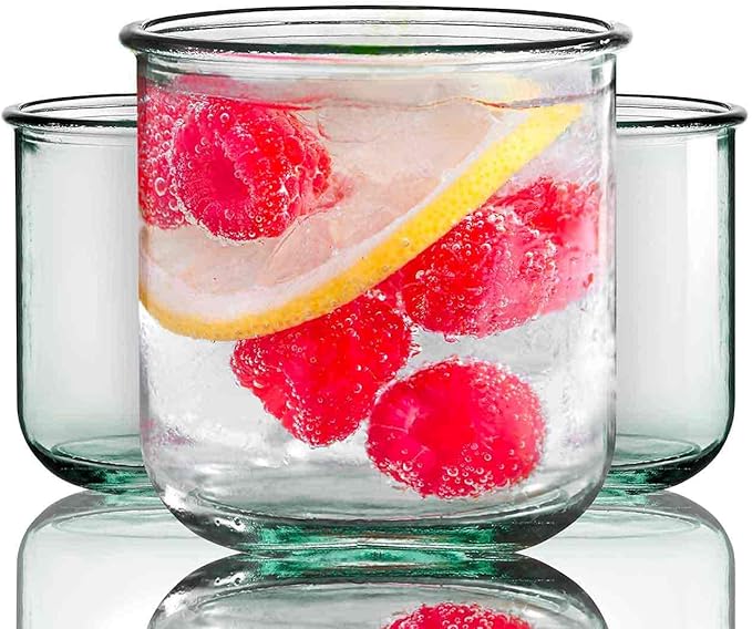 COURONNE CO. Clear Recycled Drinking Glass Tumbler, Perfect for Cocktails, Refreshments & Everyday Use, Restaurant Grade, Crafted without lead-based materials (10.1 Oz, Classico), Pack of 6