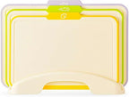 Cutting Boards for Kitchen, Plastic Cutting Board Set of 3,Colorful Chopping Boards With Storage Stand,Food Icon,Non-Slip, Meat Cutting Board For Kitchen,Dishwasher Safe （13.3"X 9.8" X 2.3" ）