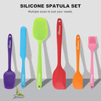 NileHome Silicone Spatula Set, 6 Pieces Food Grade Kitchen Utensils with Silicone Brush Heat Resistant Dishwasher Safe BPA-Free Rubber Spatula for Scraping, Baking, Cooking, Mixing-Multicolor