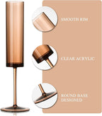 24 Pack Acrylic Amber Champagne Glasses Dark Orange Wine Glasses Terracotta Champagne Flutes Champagne Flutes Goblets for Wedding Reception Cocktail Cups Wedding Toasting Glasses Terracotta Decor