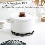 Set of 3 Silicone Trivet Mat - Hot Pot Holder Hot Pads for Table & Countertop - Trivet for Hot Dishes - Non-Slip & Heat Resistant Modern Kitchen Hot Pads for Pots & Pans, Chocolate Brown