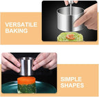 POPETPOP Round Stainless Steel Cake Rings: Round Food Molding Set - Mousse Cake Ring Mold with Press Set for Home Cooking And Baking S