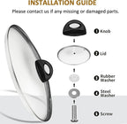 Glass Lids for Pot and Pan, 8, 9.5, 10.25, 11, 12, 12.6, 13.5, 14 Inch Tempered Replacement for Covers Kitchen Cookware, Frying Pan, Wok, Skillet (10.5 Inch)