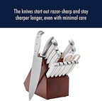 HENCKELS Statement Razor-Sharp 15-Piece White Handle Knife Set with Block, German Engineered Knife Informed by over 100 Years of Mastery
