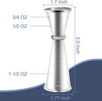 Briout Jigger for Bartending, 2Pcs Double Cocktail Jigger Japanese Premium 304 Food Grade Stainless Steel Jigger 2 OZ 1 OZ with Measurements Inside, Silver