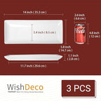 WishDeco Serving Platters Set of 3, Large Serving Trays 14 inch, White Serving Plates, Ceramic Rectangle Plate, Long Platter for Cake, Sushi, Steak, Dessert, Buffet