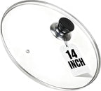 14 Inch Pan Lid, 14'' Frying Pan Lids, Tempered Glass Cast Iron Lid for Skillets, Fry Pan, Wok Pot (14 inch)