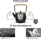 Toptier Mini Tea Kettle, Super Small Palm-sized Teapot, Stovetop Safe Japanese Cast Iron Tea Kettle, Diamond Design Tea Pot with Removable Infuser for Loose Tea, 11 Ounce (325 ml), Dark Green