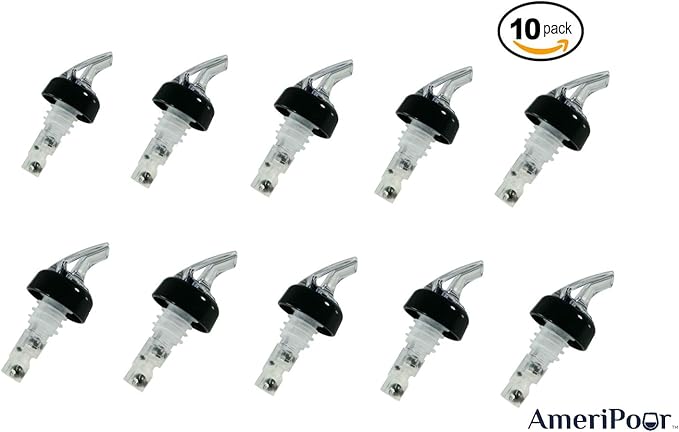 Measured Pourer - Liquor Bottle Pourers - Collared -(10pk) Made 100% In The USA. Bar Spouts That Don't Leak - No Cracks, Just A Perfect Cocktail Pour Everytime. Great for Wine Too! (.50oz)