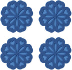 Set of 4 Silicone Trivet Mat - Hot Pot Holder Hot Pads for Table & Countertop - Trivet for Hot Dishes - Non-Slip & Heat Resistant Modern Kitchen Hot Pads for Pots & Pans, Navy Blue