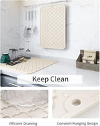 AMOAMI-Dish Drying Mats for Kitchen Counter-Silicone Dish Drying Mat-Kitchen Dish Drying Pad Heat Resistant Mat-Kitchen Gadgets Kitchen Accessories Kitchen Small Appliances(12" x 16", BEIGE)