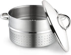 Cook N Home Basics Canning Juice Steamer Extractor With water/cooking pan, juice pan, strainer/loading pan, lid, and hose with clamp , 11-Quart, Mirror Satin, Stainless Steel
