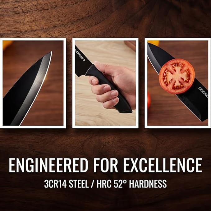 Kitchen Knife Set with Block, 19 PCS High Carbon Stainless Steel Sharp includes Serrated Steak Knives Set, Chef Knives, Bread Knife, Scissor, Sharpener, all in one