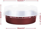 Beasea Disposable Mini Pie Tins with Lids, 50 Pack 4” 7.3oz 215ml Small Round Aluminum Baking Tart Foil Container for Individual Dessert Cupcake Cheesecake Ramekin Quiche Oven Dishes - Wine Red