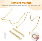 Plate Hangers for The Wall, Suitable for 8-10 inch Decorative Plate, Stainless Steel Wire Plate Holder with Wall Hooks and Rubber tip Protectors, Plate Hangers for Displaying Plates, Platter, Gold